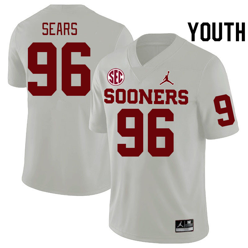 Youth #96 Davon Sears Oklahoma Sooners 2024 SEC Conference College Football Jerseys-White